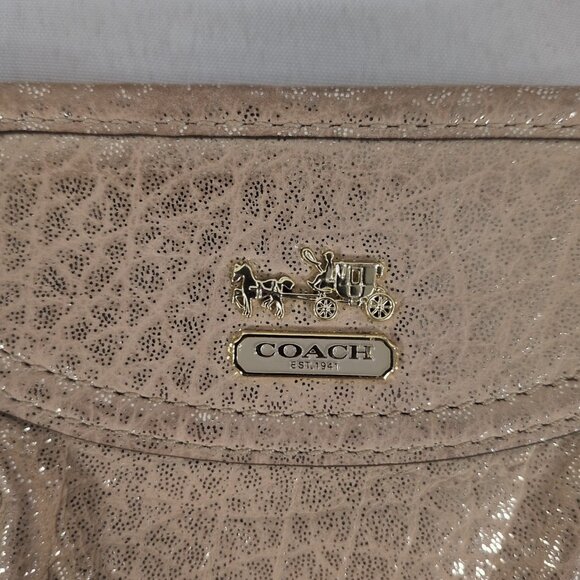 Coach Gold Chain Convertible Wristlet Purse Shoulder Bag Wallet Leather Glitter - Picture 2 of 16